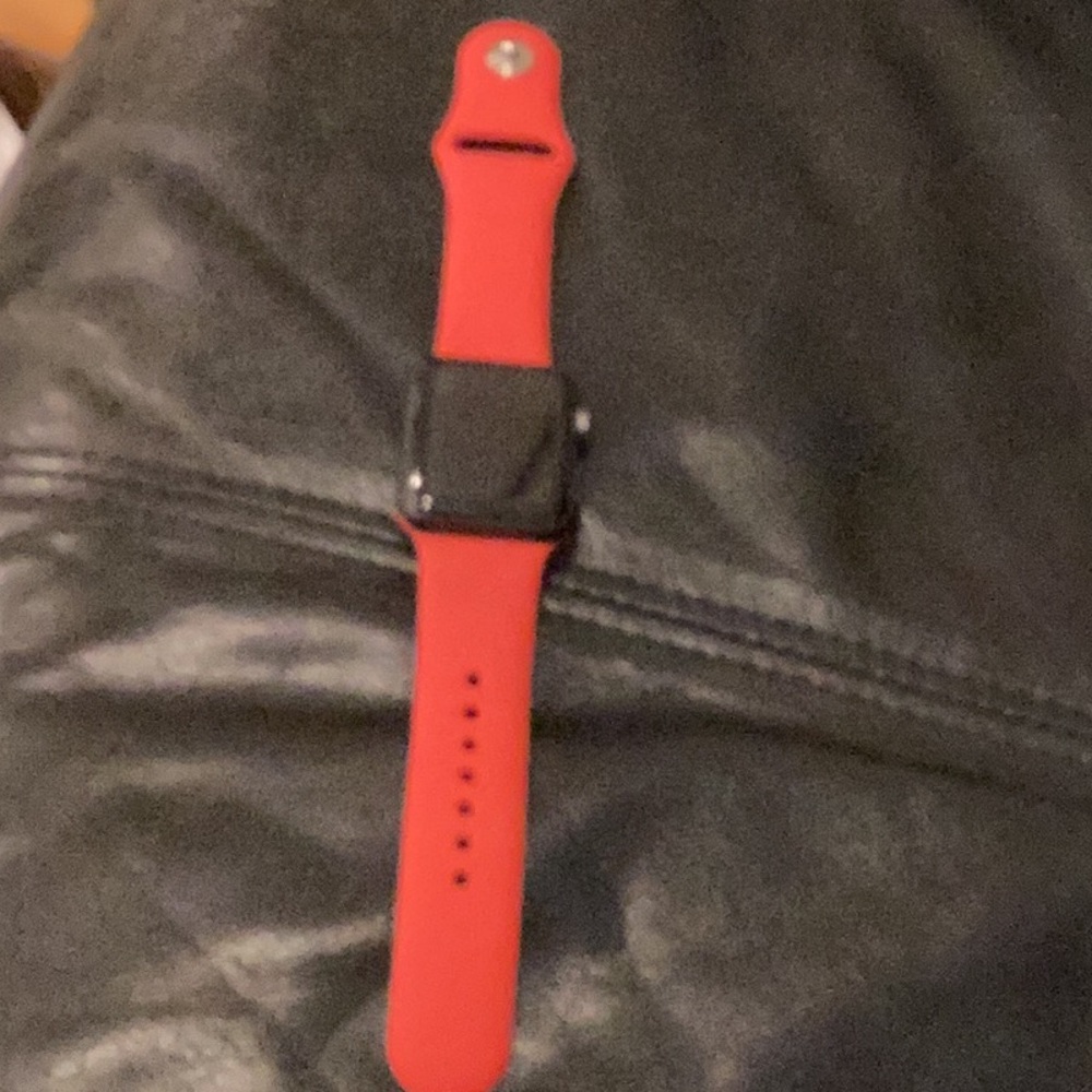 Red Apple Smartwatch with Black Face
